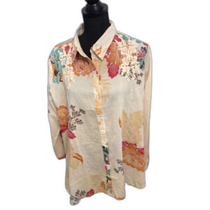 C/C Chic Connection Plus size 1X Cotton Floral Print Blouse Embroidered